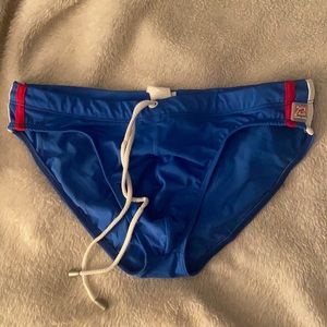BLUE WHITE RED PISTOL PETE SWIM BRIEF